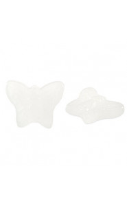 Glass bead 16mm Butterfly - Milky white